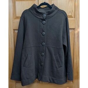 White Stag Brown Sweatshirt Fabric Jacket Button Front Pockets Size XL 16-18